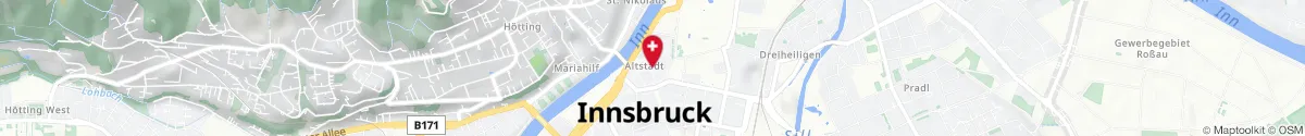Map representation of the location for Stadtapotheke Winkler in 6020 Innsbruck